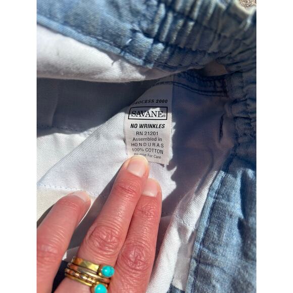 Vtg Savane Pants Men Sz 36x34 Blue Cotton Pleated Front Relaxed Straight Jeans - Picture 4 of 7